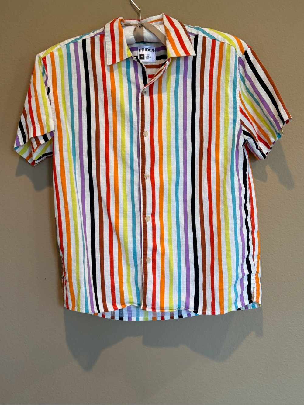 PRIDE Multicolor Vertical Stripe Short-Sleeve Button-Up Shirt